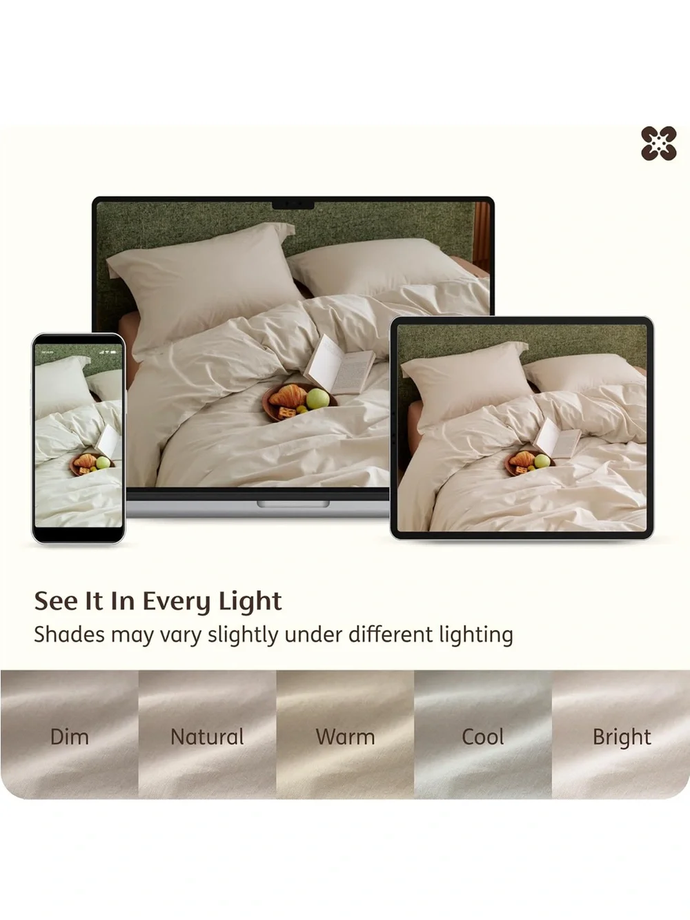 NEW Bedsure 100% Washed Cotton Duvet Cover Full Size - Linen Color Minimalist